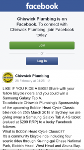 Chiswick Plumbing – Win a Samsung Galaxy Tab a (prize valued at $299)