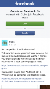 Cobs – Win 5 Tickets to The Film of Your Choice