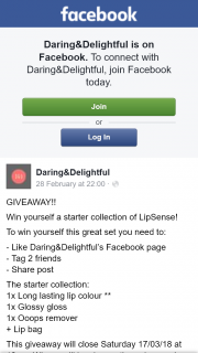 Daring&Delightful – Win Yourself a Starter Collection of Lipsense