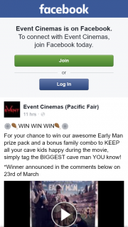 Event Cinemas Pacific Fair – Win Our Awesome Early Man Prize Pack and a Bonus Family Combo to Keep All Your Cave Kids Happy During The Movie