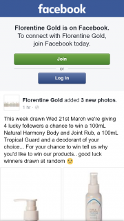 Florentine Gold – Win a 100ml Natural Harmony Body and Joint Rub