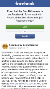 Food Lab by Ben Milbourne – Win an Ozpig Outdoor Cooker