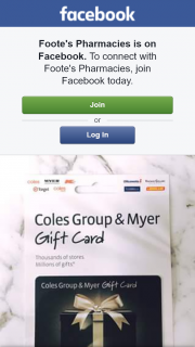 Foote’s Pharmacy – Win a $30 Coles Group and Myer Gift Card Pickup Prize)(close Date a Guess (prize valued at $30)