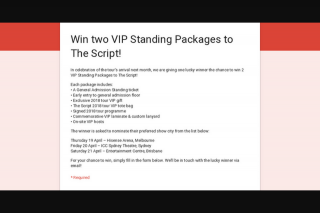 Frontier – Win 2 VIP Standing Packages to The Script (prize valued at $399)
