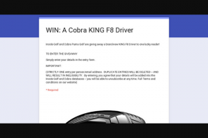 Inside Golf – Win a Cobra King F8 Driver