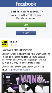 JB Hi-Fi – Win One of Three Philips Hue Smart Lighting Packs (prize valued at $2,367)