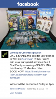 Limelight Cinemas Ipswich – Win an #earlyman Prize Pack