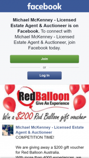 Michael McKenney – Win $200 Red Balloon Voucher Ends 3pm (prize valued at $200)