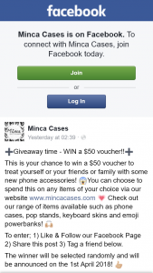 Minca Cases – Win a $50 Voucher (prize valued at $50)