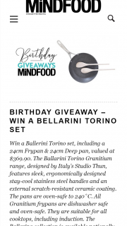 MindFood – Win a Ballerini Torino Set (prize valued at $369.9)