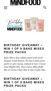 MindFood – Win 1 of 8 Bake Mixes Prize Packs (prize valued at $30)