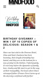 MindFood – Win 1 of 10 Copies of Delicious Season 1 & 2 (prize valued at $49.95)