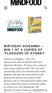 MindFood – Win 1 of 4 Copies of Flavours of Sydney (prize valued at $80)