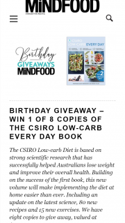 MindFood – Win 1 of 8 Copies of The Csiro Low Carb Every Day Book (prize valued at $34.99)