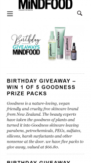MindFood – Win 1 of 5 Goodness Prize Packs (prize valued at $66.8)