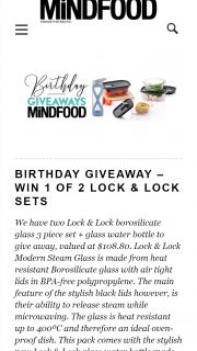 MindFood – Win 1 of 2 Lock & Lock Sets (prize valued at $108.8)