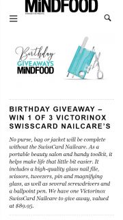 MindFood – Win 1 of 3 Victorinox Swisscard Nailcare’s (prize valued at $89.95)