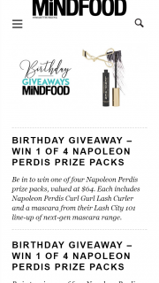 MindFood – Win One of Four Napoleon Perdis Prize Packs (prize valued at $64)