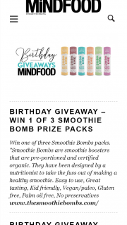 MindFood – Win One of Three Smoothie Bombs Packs (prize valued at $80)