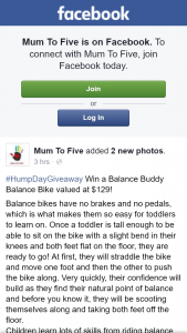 Mum to Five – Win a Balance Buddy Balance Bike Valued at $129