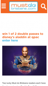 Must Do Brisbane – Win a Double Pass (a-reserve Seats) to Experience Disney’s Aladdin