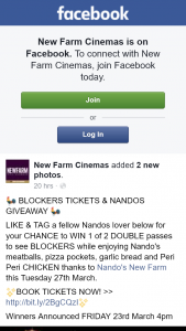 New Farm Cinemas – Win 1 of 2 Double Passes to See Blockers While Enjoying Nando’s MeaTBalls