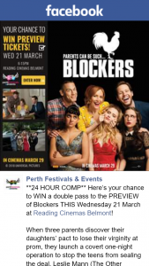 Perth Festivals & Events – Win a Double Pass to The Preview of Blockers this Wednesday 21 March at Reading Cinemas Belmont