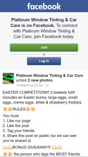 Platinum Window Tinting & Car Care – Win Easter Hampers and $50 Voucher