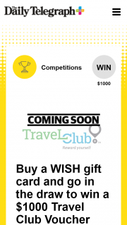Plus Rewards – Win a $1000 Travel Voucher With Travel Club (prize valued at $1,000)