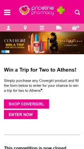 Priceline Purchase Covergirl  Witness the VIP Party Experience with KATY PERRY for you and 3 friends – Win a Trip for Two to Athens