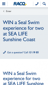 RACQ – Win a Seal Swim Experience for Two With Sea Life Sunshine Coast Competition Terms and Conditions (prize valued at $258)