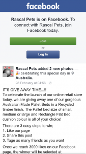 Rascal Pets – Win a Pet Bed (prize valued at $1,100)