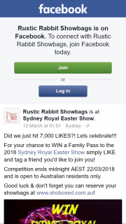 Rustic Rabbit Showbags – Win a Family Pass to The 2018 Sydney Royal Easter Show Simply Like and Tag a Friend You’d Like to Join You