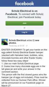 Scholz Electrical – Win an Easter Hamper Must Collect Sumner Park