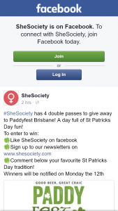 SheSociety – Win One of Four Double Passes to Paddyfest Brisbane