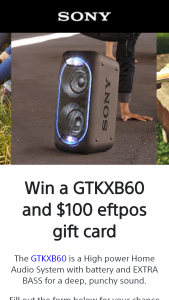 Sony Australia – Win a Gtkxb60 and $100 Eftpos Gift Card (prize valued at $1,099)