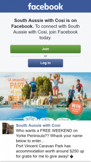 South Aussie With Cosi – Two Nights (weekends Included (prize valued at $250)