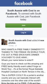 South Aussie With Cosi – Win a Eros Kafe Dinner Voucher