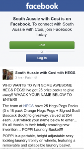 South Aussie With Cossie – Win One of Twenty Five Hegs Pegs Pks (prize valued at $54)