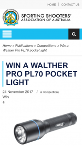 SSAA – Win a Walther Pro Pl70 Pocket Light (prize valued at $180)