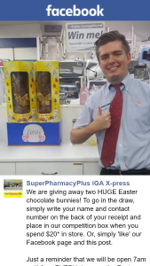 SuperPharmacyPlus – Win One of Two Huge Chocolate Easter Bunnies