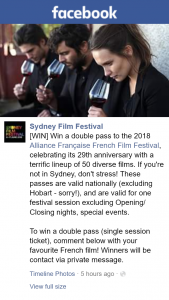 Sydney Film Festival – Win a Double Pass (single Session Ticket) Comment Below With Your Favourite French Film