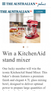 The Australian Plus – Win The Iconic Kitchenaid Stand Mixer (prize valued at $899)
