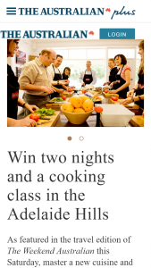The Australian Plus – Win Two Nights and a Cooking Class In The Adelaide Hills Terms & Conditions (prize valued at $1,470)