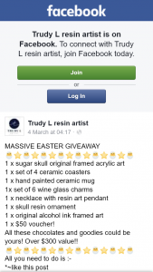 Trudy L Resin Artist – Win Massive Easter Giveaway (prize valued at $300)