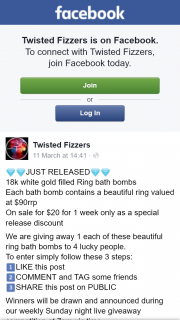Twisted Fizzers – Win an 18k White Gold Filled Ring Bath Bombs (prize valued at $90)