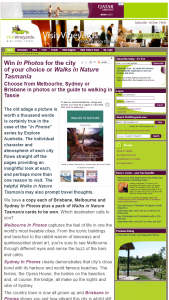 Visit Vineyards – Win In Photos for The City of Your Choice Or Walks In Nature Tasmania (prize valued at $24.99)
