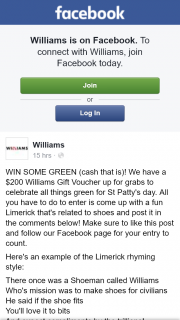 Williams – Win $200 Williams Gift Voucher