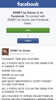 Zaney by Guney – Win $40 Voucher (prize valued at $40)