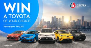 Caltex Australia – Win a brand new 2018 Toyota of the winner’s choice valued at up to $44,000 AUD OR 1 of 100 StarCash gift cards
